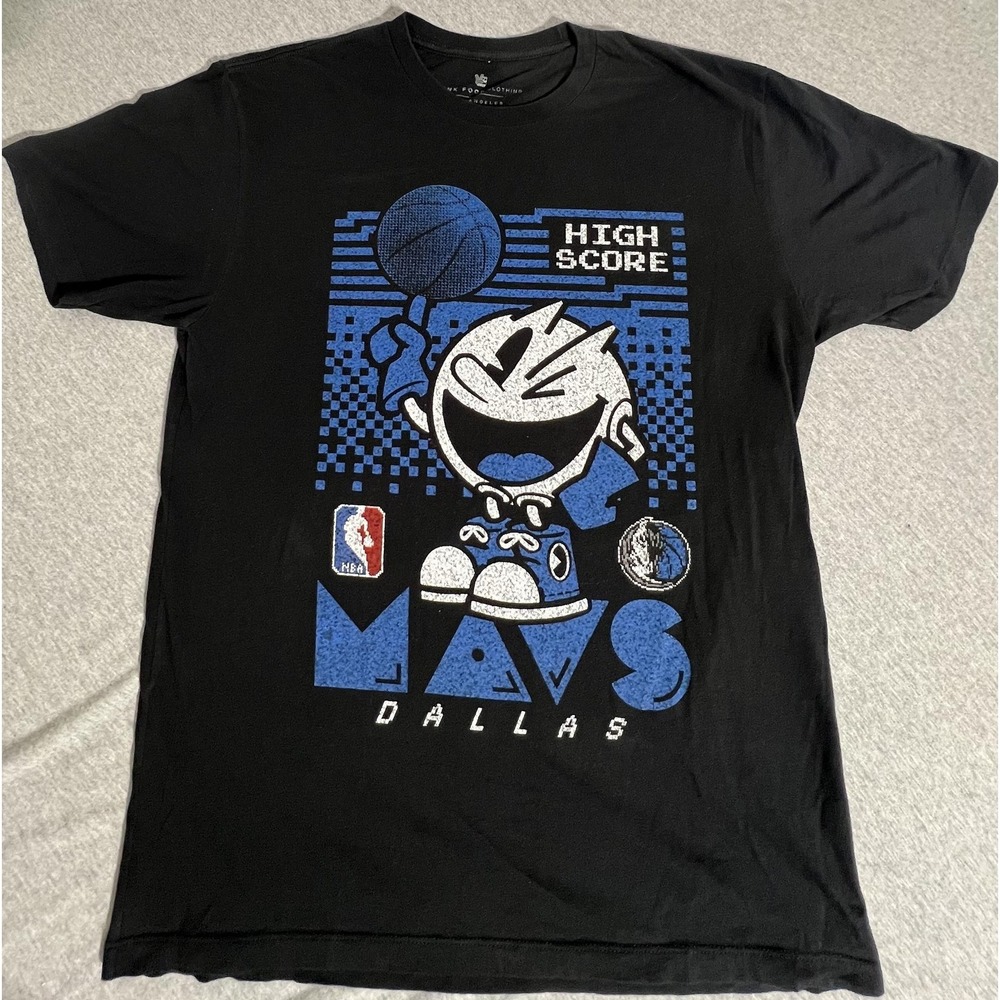 Dallas Mavericks Shirt Mens Medium Black NBA Basketball Pac Man Junk Food